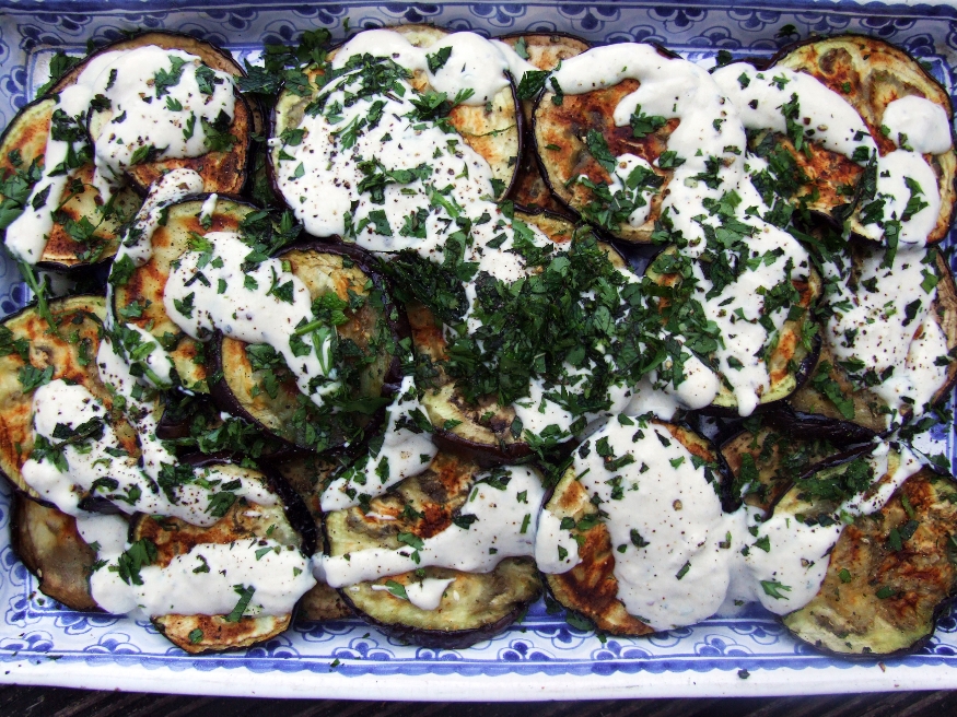 Grilled Aubergines with Tahini Sauce 