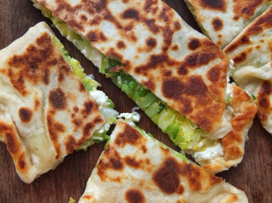 Gozleme with sprouts and cheese