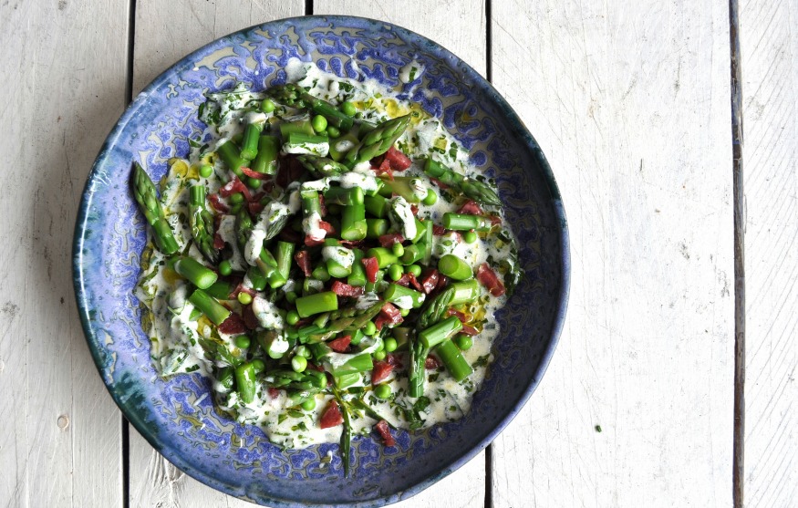 Chopped Asparagus Salad with Buttermilk Dressing