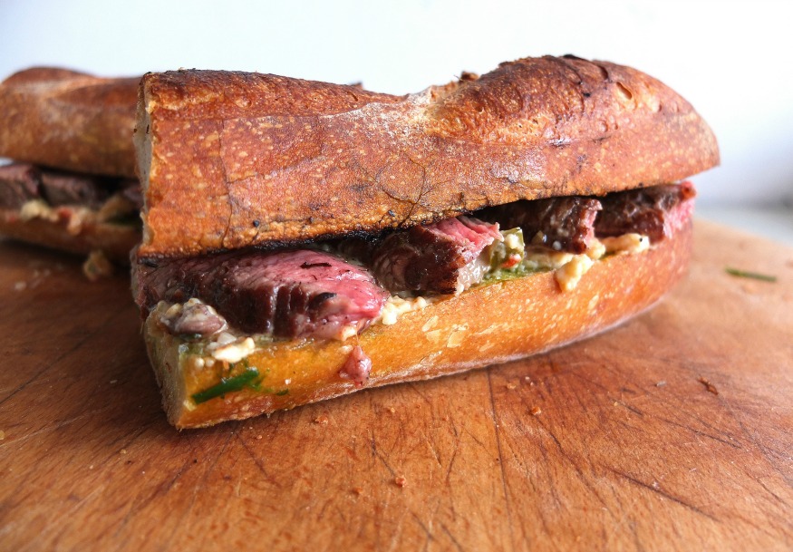 Steak sandwiches with pimento cheese