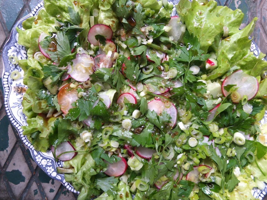Parsley salad with pomegranate molasses. 